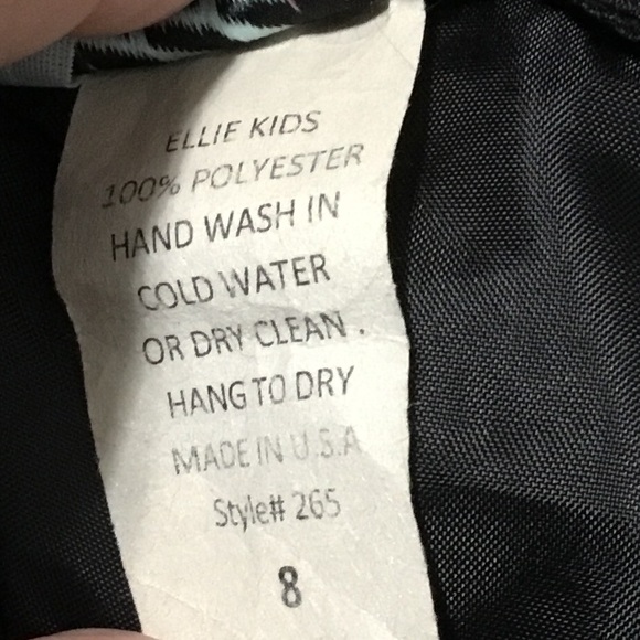 Ellie Kids Black Full Sleeveless Dress with Rhinestone Embellished Belt size 8 - Picture 7 of 7